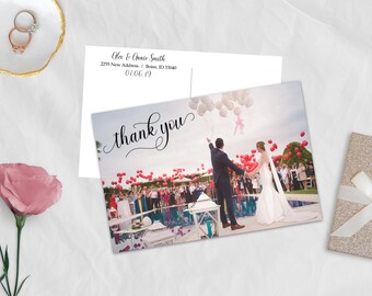 Wedding Thank You Cards, Thank You Note, Wedding Gift Thank You, Photo Thank You Card, Newlywed Thank You, Simple and Sweet