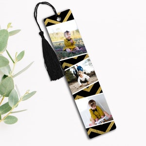 Personalized Bookmark, Custom Bookmark, Photo Bookmark, Personalized Gift, Readers gift, Gift for Mom, Metal Bookmark, Golden Chevron