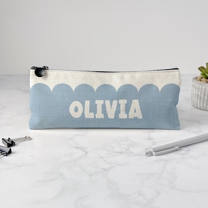Personalized Pencil Case, Kids Pencil Pouch for School, Back to School Supplies, Custom School Supplies, Art Supply Bag, Scalloped