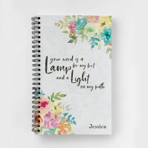 Personalized Spiral Notebook | Scripture Journal | Custom Bible Notebook | Christian Gifts | Faith | Prayer | Church | Lamp Unto My Feet
