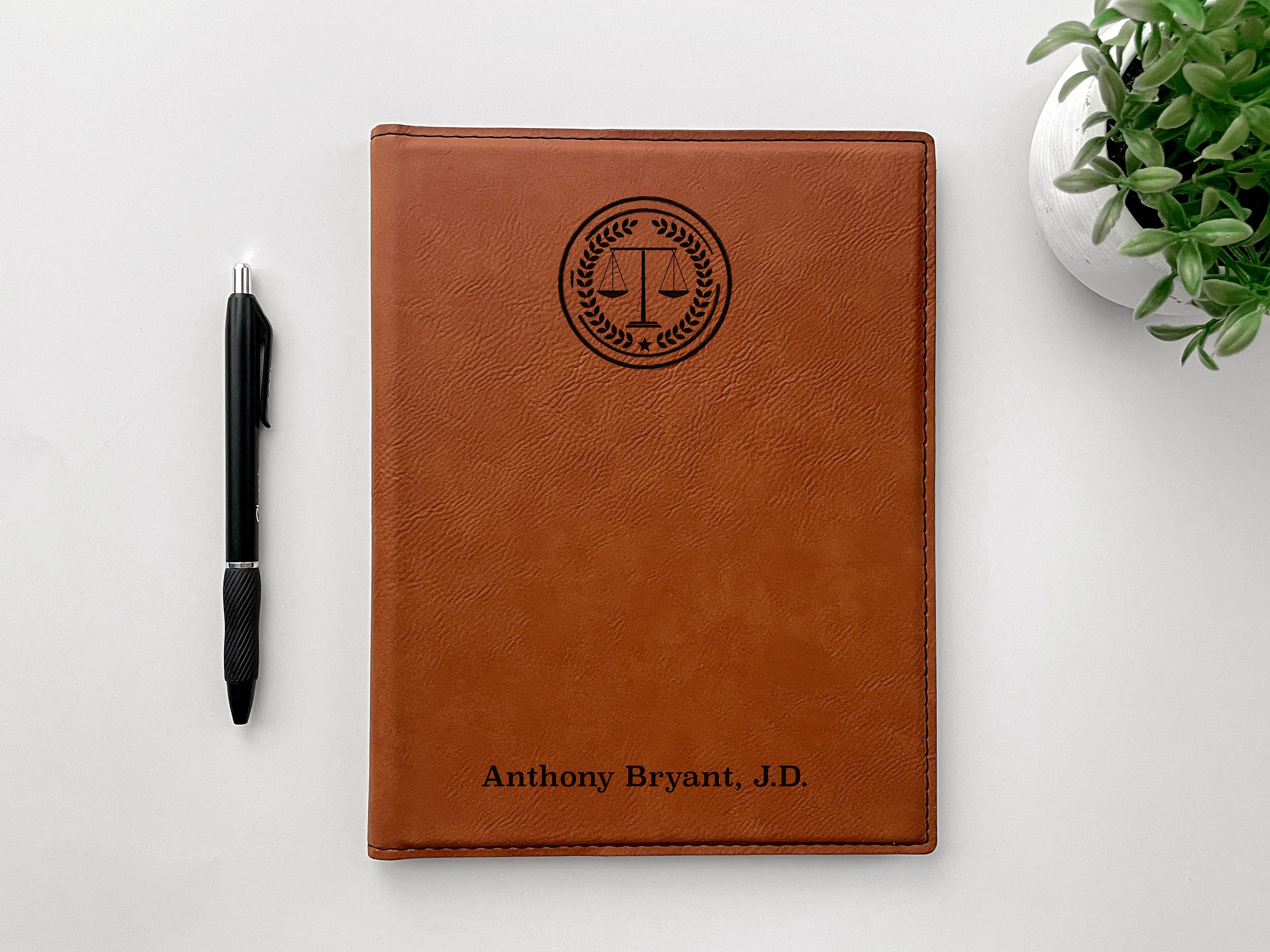 Lawyer Personalized Leather Portfolio with Notepad, Custom Laser Engraved Business Portfolio, Monogrammed Journal Padfolio Notebook