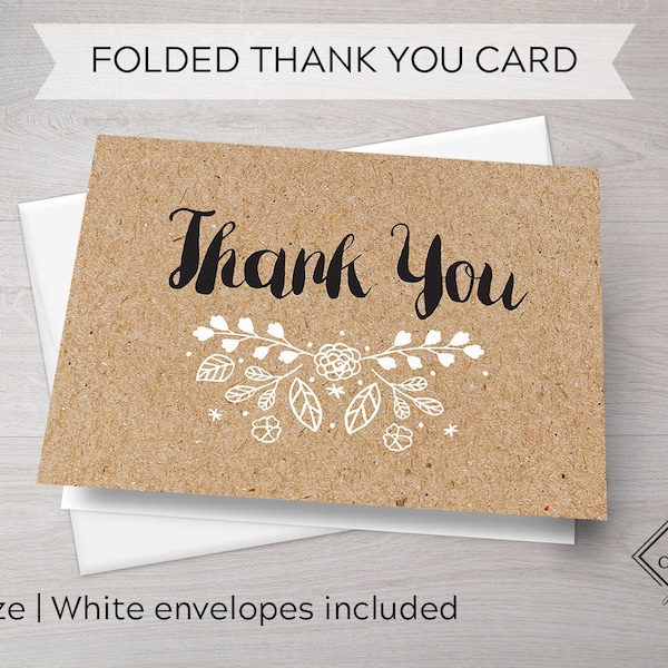 Kraft Paper Thank You Cards | Burlap Notecards | Kraft Paper Stationery | Folded Card | Blank Thank You Card | Kraft Paper Oh Baby