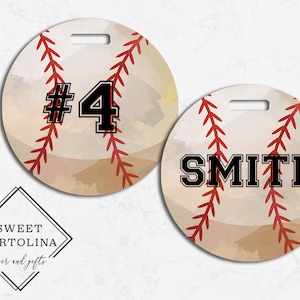 Baseball Luggage Tag Personalized Bag/Luggage Tag Kids Backpack Tag Sports Bag Tag Sports Team Bag Tags Watercolor Baseball image 1