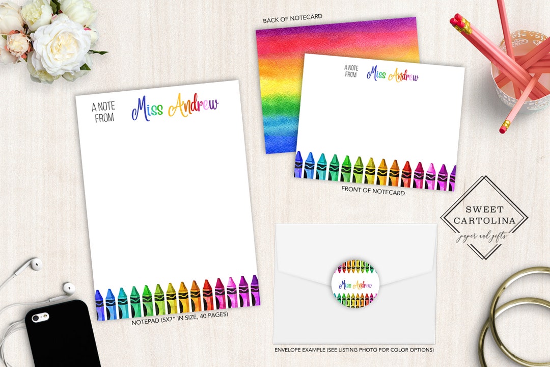 Personalized Stationery Set Flat Notecard Set Personalized Teacher Gift