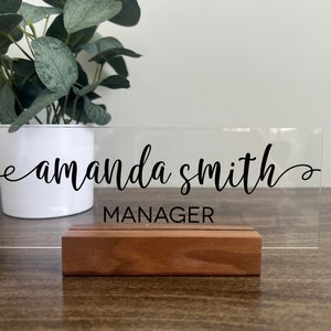 Custom Desk Name Plate, New Job Gift, Personalized Desk Plaque, Office Name Sign, Custom Office Decor,Job Title,Company Logo,Charming Script