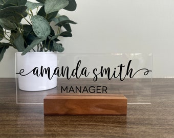 Custom Desk Name Plate, New Job Gift, Personalized Desk Plaque, Office Name Sign, Custom Office Decor,Job Title,Company Logo,Charming Script