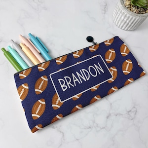Personalized Pencil Case, Kids Pencil Pouch for School, Back to School Supplies, Kids Custom School Supplies, Art Supply Bag, Football