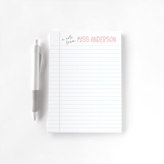Teacher Personalized Notepad, Custom Teacher Pad, Teacher Appreciation, Writing Pad, Gift for Teacher, Teacher Gift, Notebook Paper Notepad