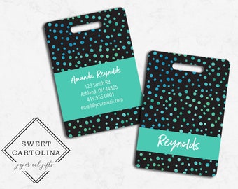 Luggage Tag | Personalized Bag/Luggage Tag | Personalized Luggage Tag | Diaper Bag Tag | Custom Bag Tag | Travel Accessory | Teal Polka Dots