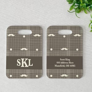 Luggage Tag | Personalized Bag/Luggage Tag | Gift for Him | Travel Accessory | Masculine Bag Tag | Mustache Luggage Tag Design