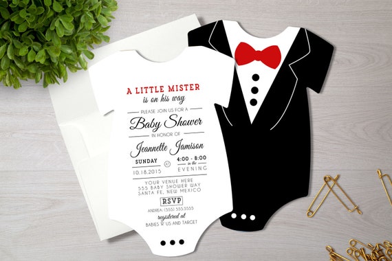 tuxedo baby shower invitations