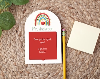 Personalized Sticky Note Holder Teacher, Desk Organizer,  Holder, End of Year Teacher Gift, Teacher Appreciation, Teacher Rainbow