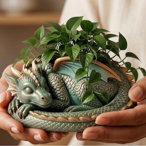 Sleeping Dragon Bowl Planter, Fantasy Creature Home Decor, 3D Model File (STL)