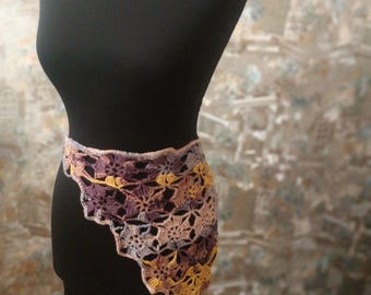 かぎ針編みのウエストベルト、ボヘミアン風ヒップスカーフ、手作りのフェスティバルベルト、ボヘミアンスタイルのアクセサリー