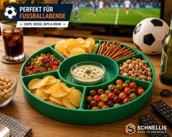 Fußball Snackschale mit Spielfeld | Snackteller für Chips & Dips | Servierschale für Fußballabend | Geschenk für Fußballfans | PublicViewing