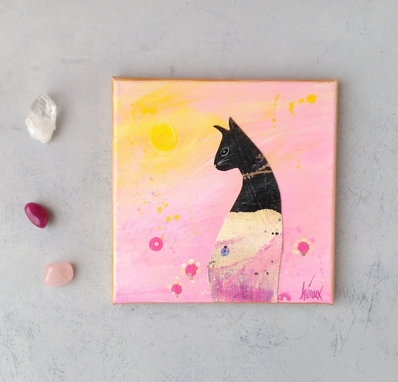 SOLEIL Cat Painting \u2022 Art for cat lover \u2022 Original cat art on canvas \u2022 Title