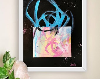 Gestural abstract painting, bold modern art, abstract expressionism, pastel colors, home decor ideas, canvas wall art