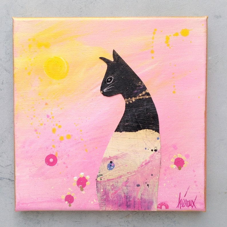 SOLEIL Cat Painting \u2022 Art for cat lover \u2022 Original cat art on canvas \u2022 Title