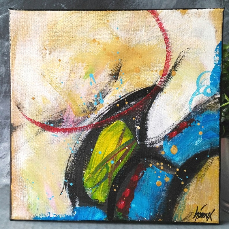 original modern painting original on canvas Abstract art Small modern art earth colors 10x10 inch primitive art