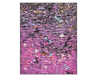 Small textured artwork, metallic abstract painting, pink purple art, original on canvas, gallery wall, eclectic decor, home gift ideas,