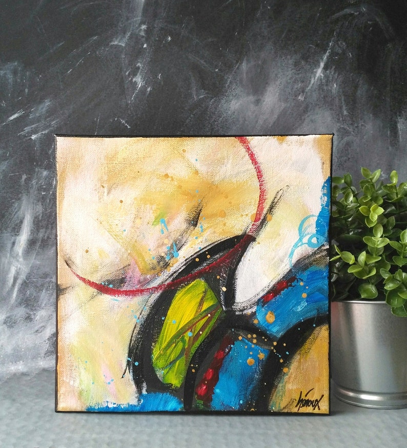 original modern painting original on canvas Abstract art Small modern art earth colors 10x10 inch primitive art