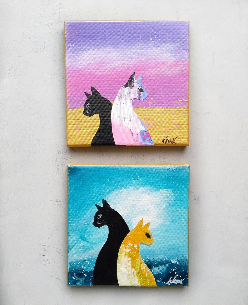 SOLEIL Cat Painting \u2022 Art for cat lover \u2022 Original cat art on canvas \u2022 Title