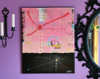 Pink abstract wall art, abstract art painting, original art on canvas, 16x20 original