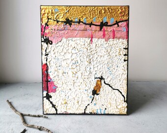 Small Original Artwork, modern wall art, Textured abstract art, metallic textured painting, artwork on canvas, 8x10 inch