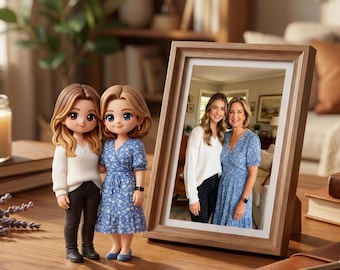 写真から作るカスタム3Dミニミーフィギュア、母の日ギフト、母娘へのパーソナライズギフト、カスタムファミリー記念品