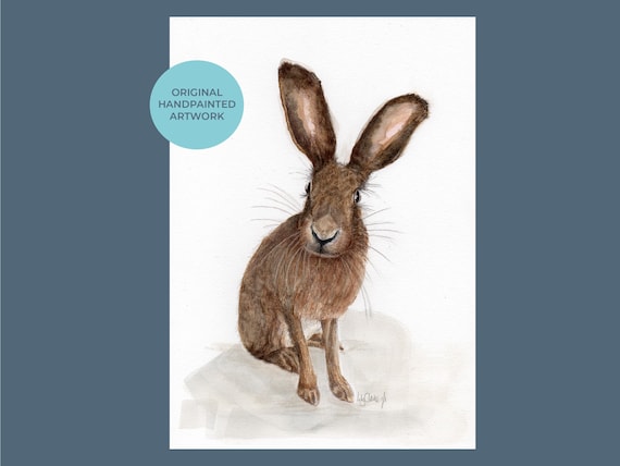 Hare Watercolour Painting Original | British Wildlife Art | Countryside Art | Nature Lover Gift | Home Decor