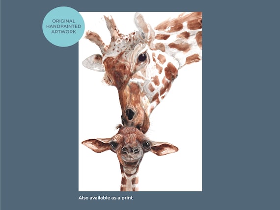 Original Watercolour Giraffe Painting: Safari Nursery Art, Wildlife Animal Lover Gift (Print Available)