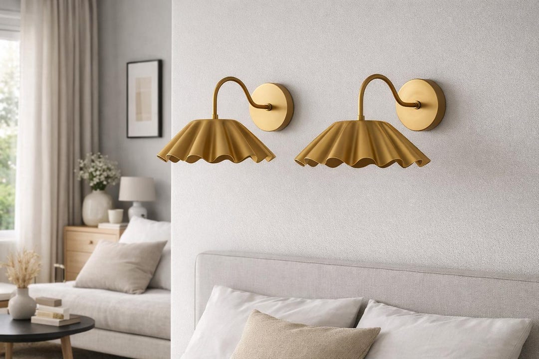 Fan As Ruffles Modern Brass Ruffle Shell Sconce – Handcrafted Sculptural Fan Wall ...