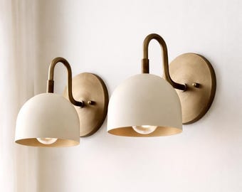 Modern Brass Bowl Wall Sconce – Handmade Dome Shade Light Fixture for Bedroom, Hallway & Living Room