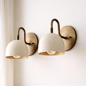 Modern Brass Bowl Wall Sconce – Handmade Dome Shade Light Fixture for Bedroom, Hallway & Living Room