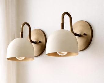 Modern Brass Bowl Wall Sconce – Handmade Dome Shade Light Fixture for Bedroom, Hallway & Living Room