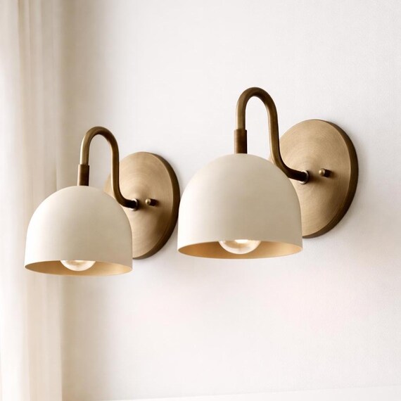 Modern Brass Bowl Wall Sconce – Handmade Dome Shade Light Fixture for Bedroom, Hallway & Living Room