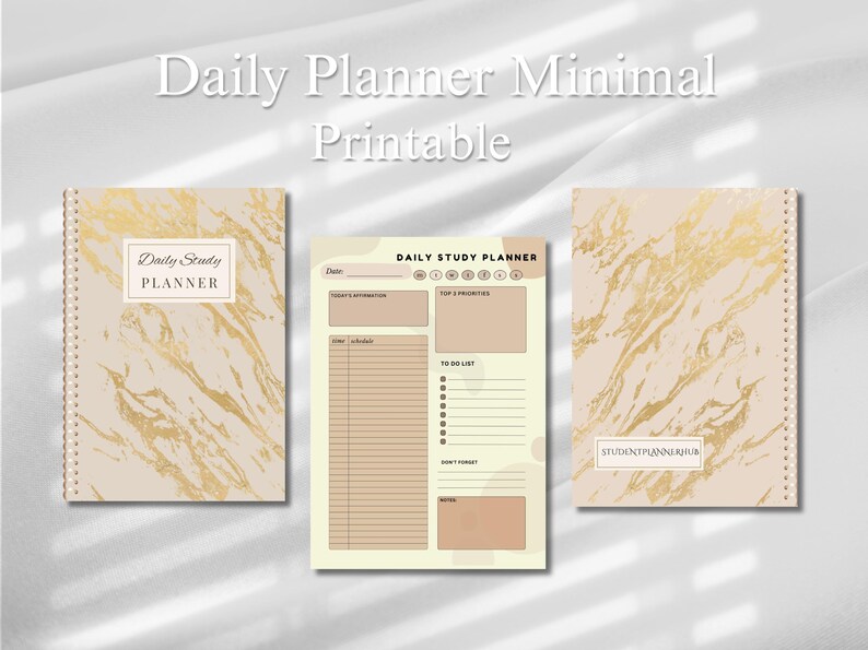 Minimal Daily Planner Printable PDF | Undated Productivity Planner ...
