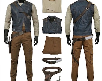 Disfraz de cosplay de Cal Kestis Jedi Survivor / Traje completo con cinturones de cuero y funda / Disfraz personalizado de Star Wars