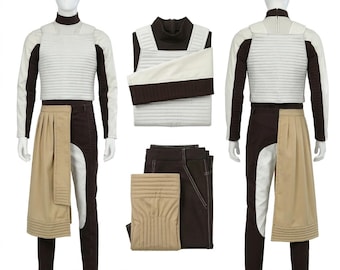 Disfraz de cosplay de Cal Kestis de Star Wars Jedi Fallen Order / Uniforme completo de chatarrero con chaleco y aparejo de trabajador
