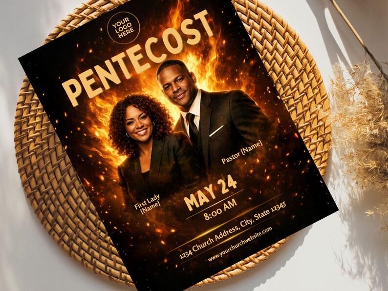 Pentecost Sunday Flyer | Editable Canva Template | Holy Spirit Church ...