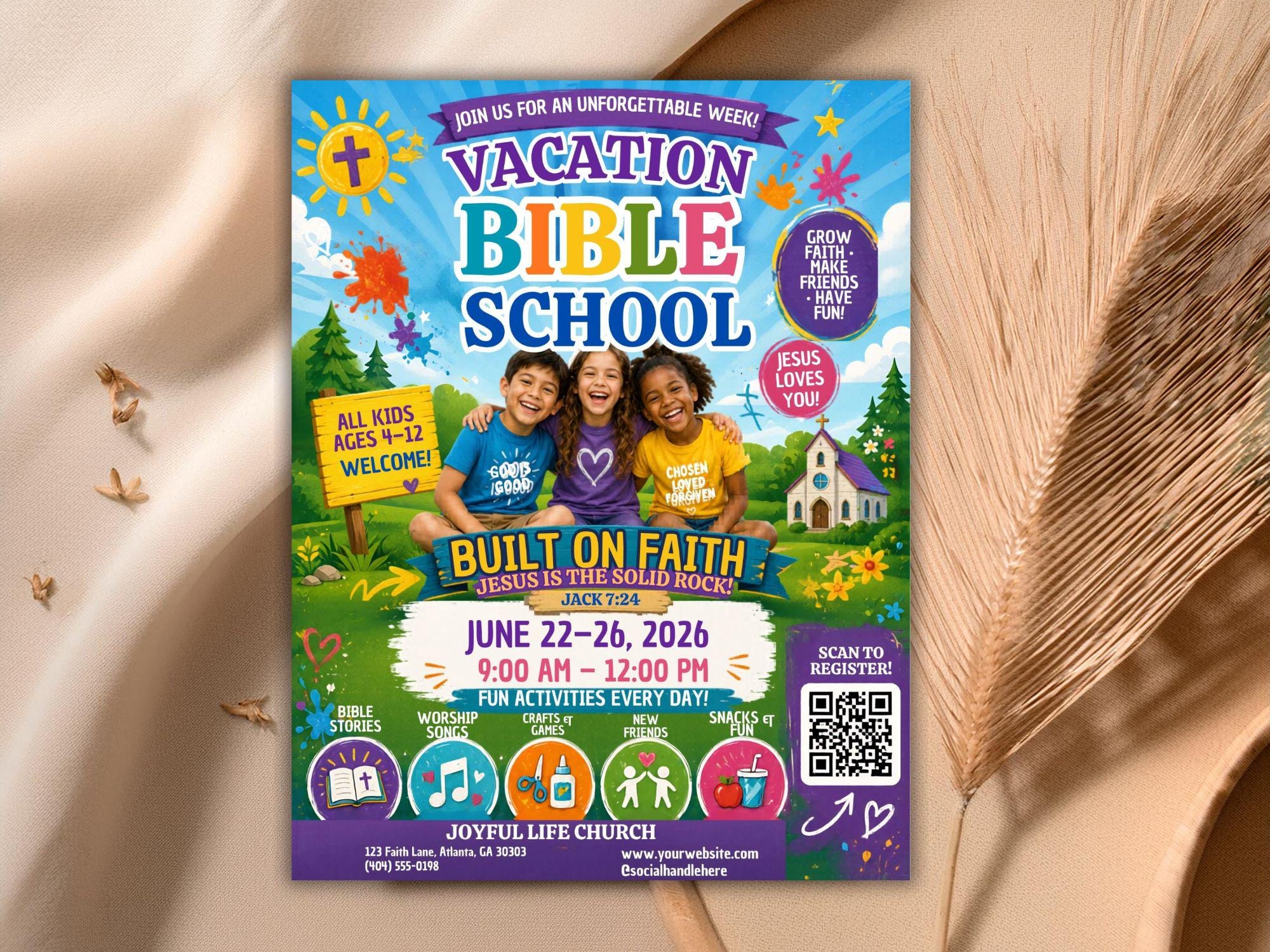 Vbs Layout Editable Flyer Vacation Bible School, VBS Flyer Template Canva, VBS Invite Flyer ...
