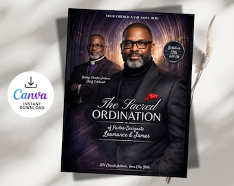 Sacred Ordination Service Flyer | Church Event Canva Template