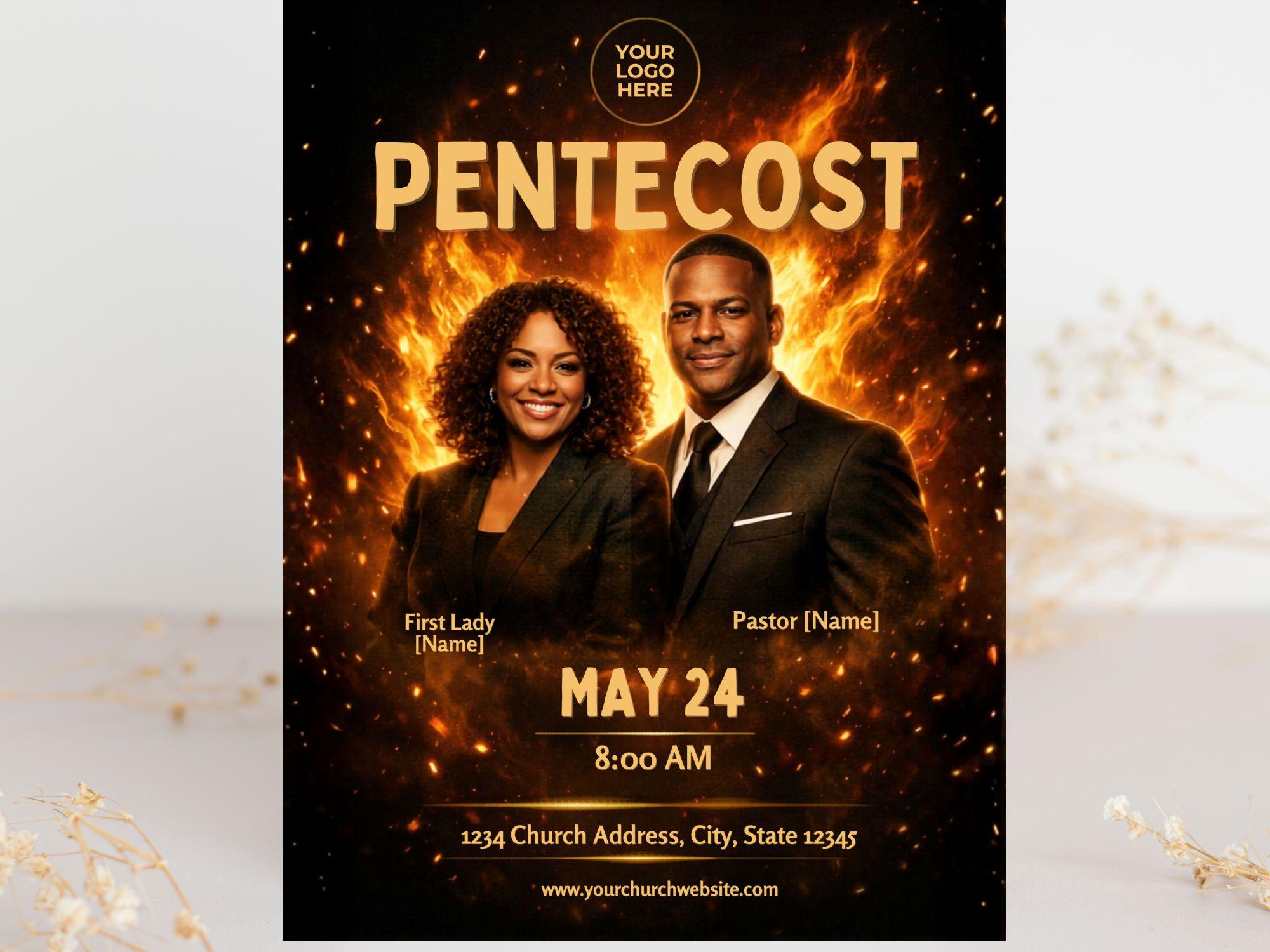 Pentecost Sunday Flyer | Editable Canva Template | Holy Spirit Church ...