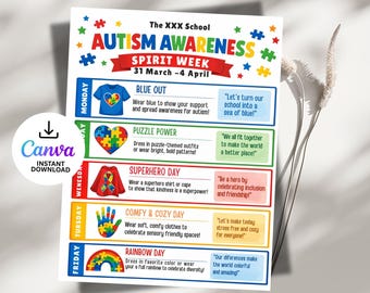 Flyer de collecte de fonds pour la sensibilisation à l'autisme : modèle CANVA modifiable (téléchargement numérique)