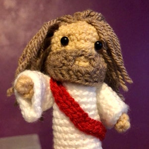 Jesus Finger Puppet - UK Crochet PDF pattern, pretend bible play
