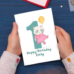 Cartão de aniversário infantil personalizado com ilustrações de animais