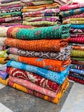 Vintage Sari Kantha Quilt - Large Cotton Bed Cover - Unique Handcrafted Throw product logo