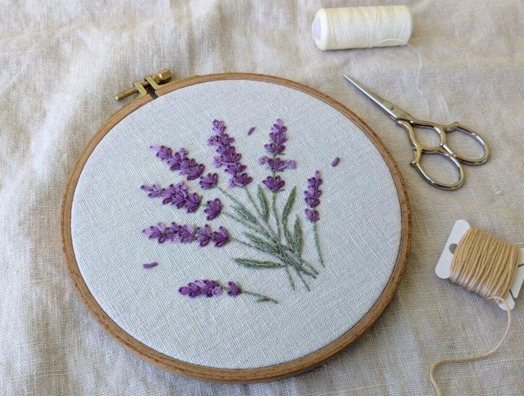 Lavender Embroidery Pattern PDF – Satin Stitch Botanical Design, Multi ...