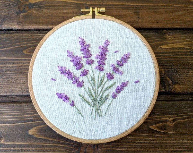 Lavender Embroidery Pattern PDF – Satin Stitch Botanical Design, Multi ...