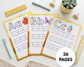 Alphabet Tracing Worksheet, Preschool Handwriting Practice Printable, Letter Tracing for Toddlers, Digital Download PDF